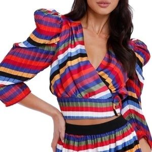NWT Elliatt Egality Anthropologie Multicolored Stripe Long Sleeve Blouse Small‎